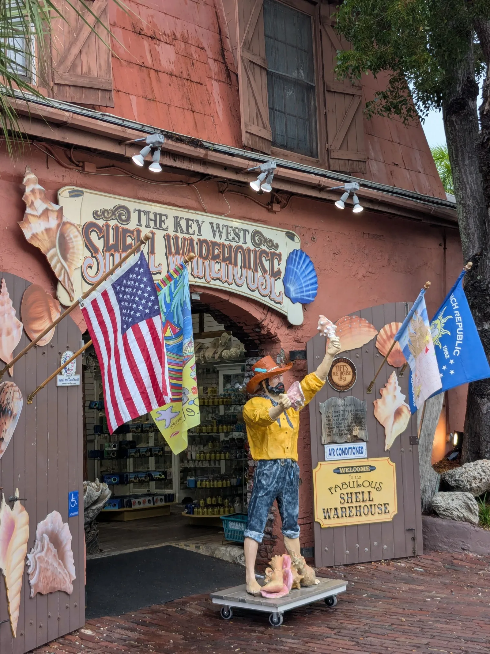 Charming key west shell warehouse exterior display