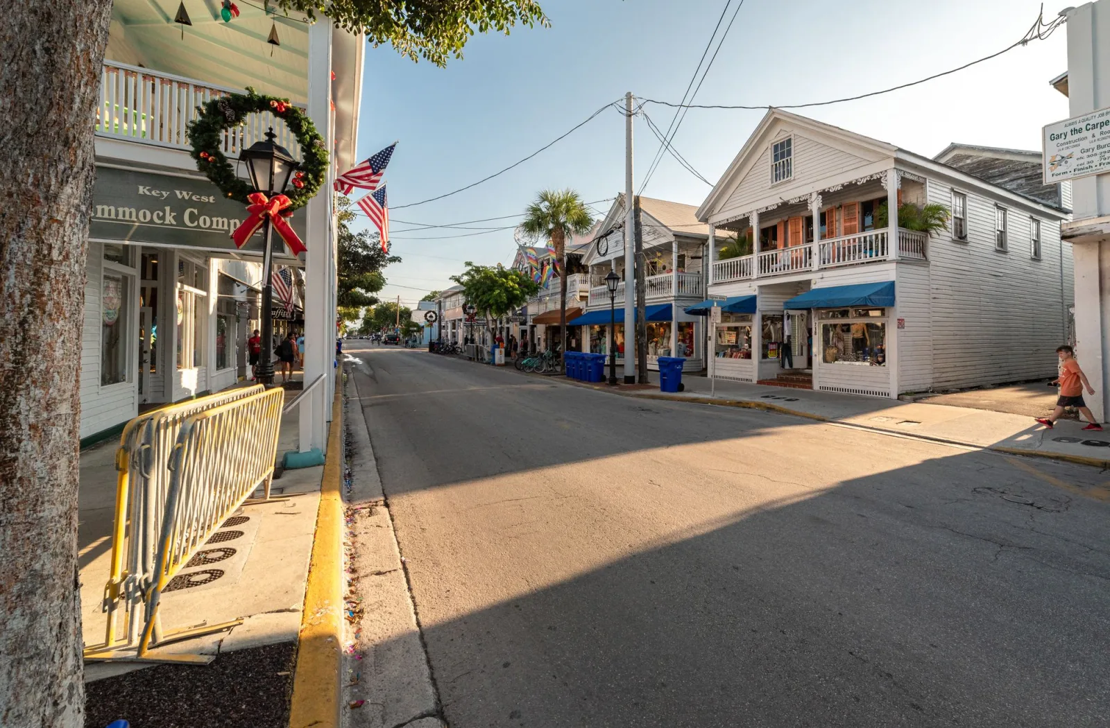Charming key west street with festive decorations